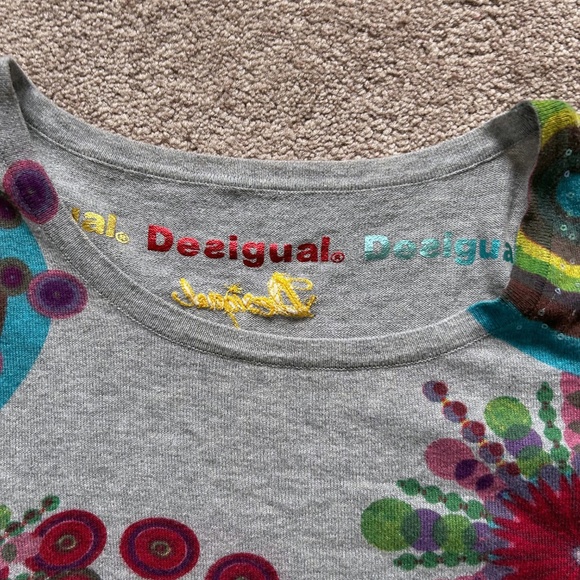 Desigual Cotton blend sweater, Geometric pattern grey, Size S - Picture 9 of 13
